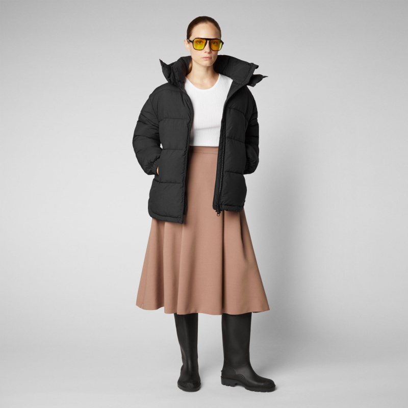 Save The Duck Aida Puffer Coat with Detachable Hood Negras | MFWBP3701
