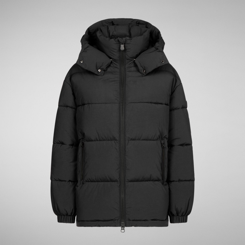 Save The Duck Aida Puffer Coat with Detachable Hood Negras | MFWBP3701
