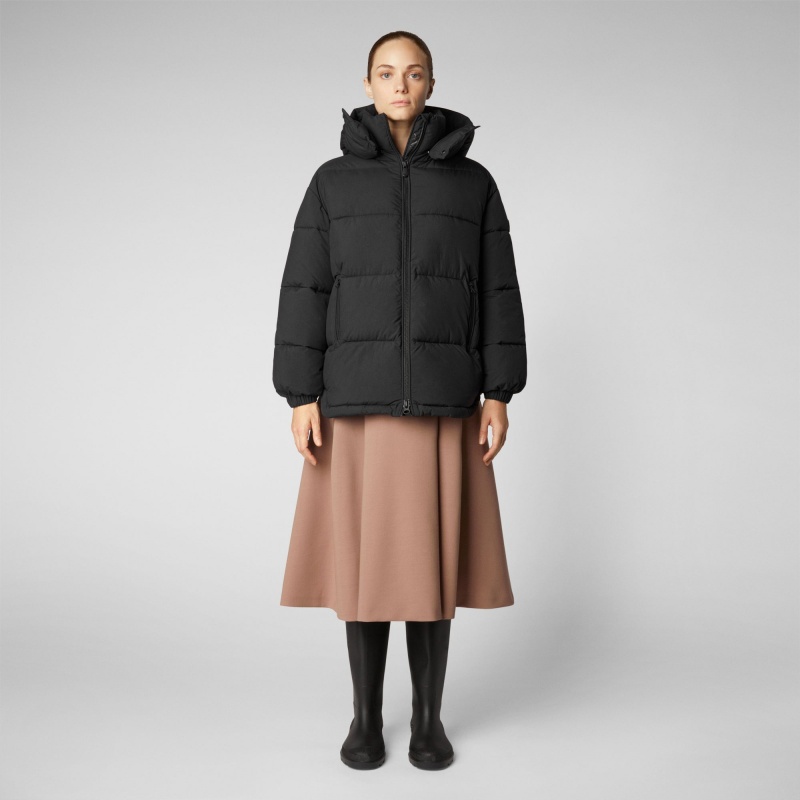 Save The Duck Aida Puffer Coat with Detachable Hood Negras | MFWBP3701