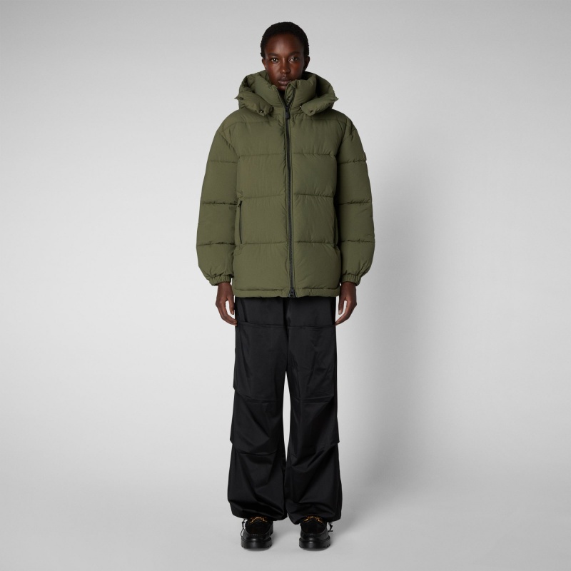 Save The Duck Aida Puffer Coat with Detachable Hood Verde | ONPDZ8716