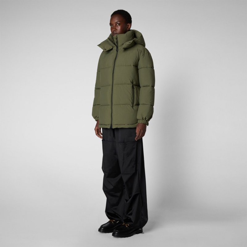 Save The Duck Aida Puffer Coat with Detachable Hood Verde | ONPDZ8716