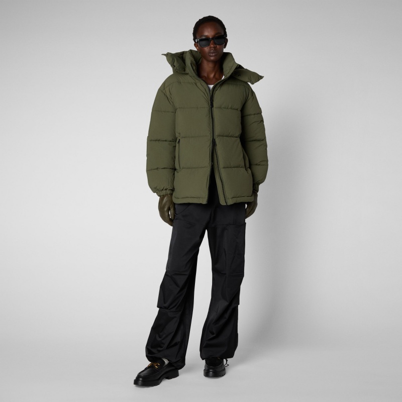 Save The Duck Aida Puffer Coat with Detachable Hood Verde | ONPDZ8716