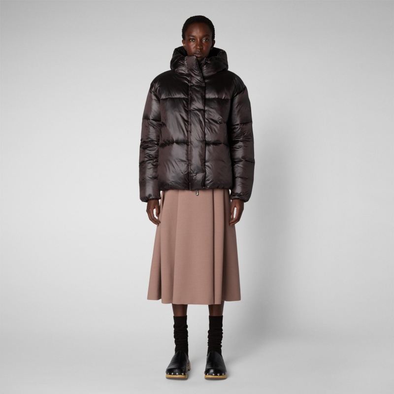 Save The Duck Aimie Puffer Jacket Marrones Negras | ZXTUK7108