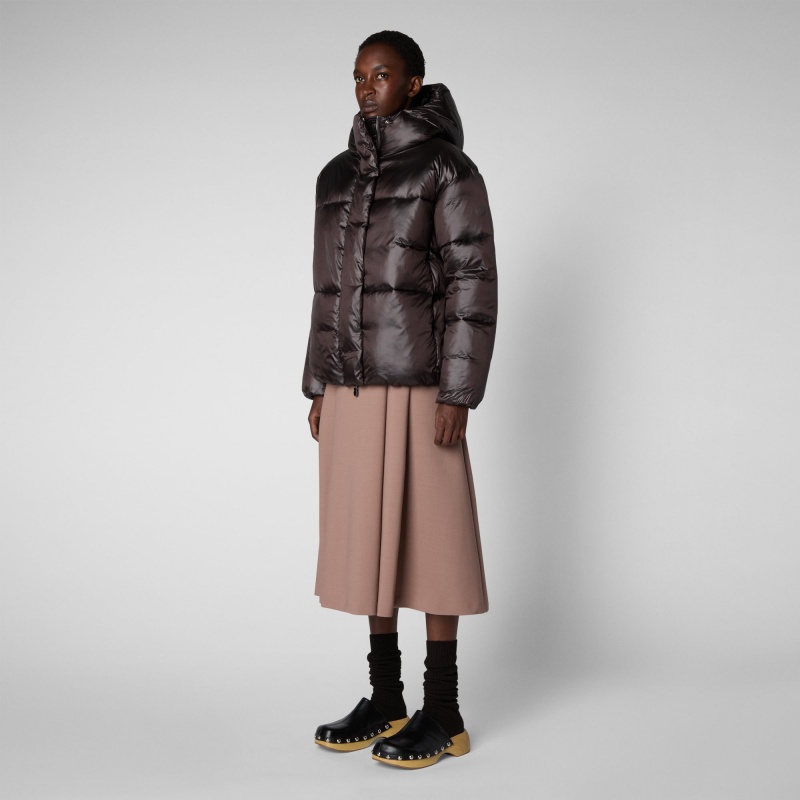 Save The Duck Aimie Puffer Jacket Marrones Negras | ZXTUK7108