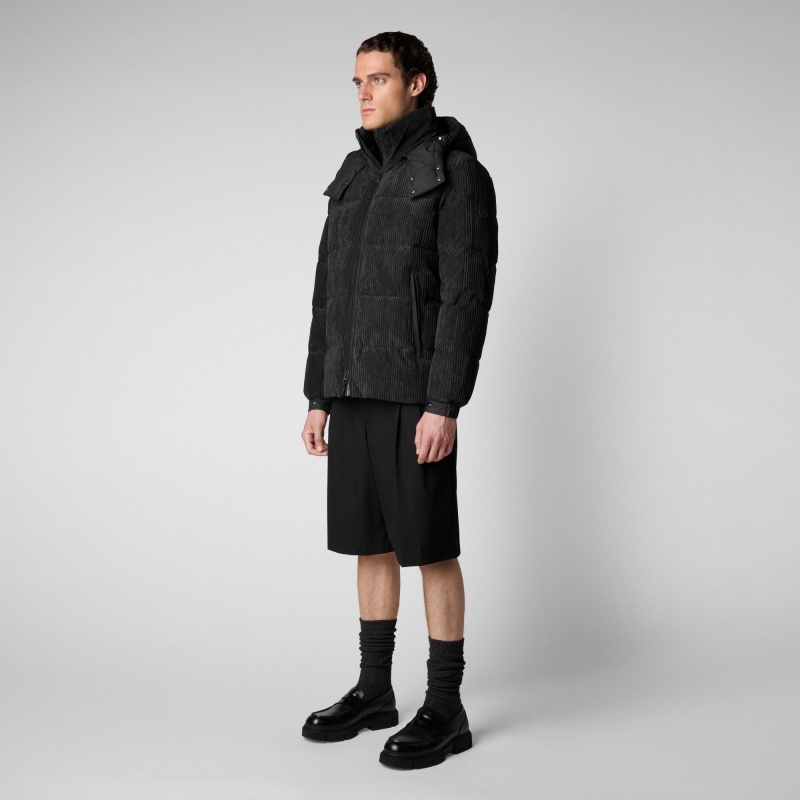 Save The Duck Albus Jacket with Detachable Hood Negras | JGMFL1406