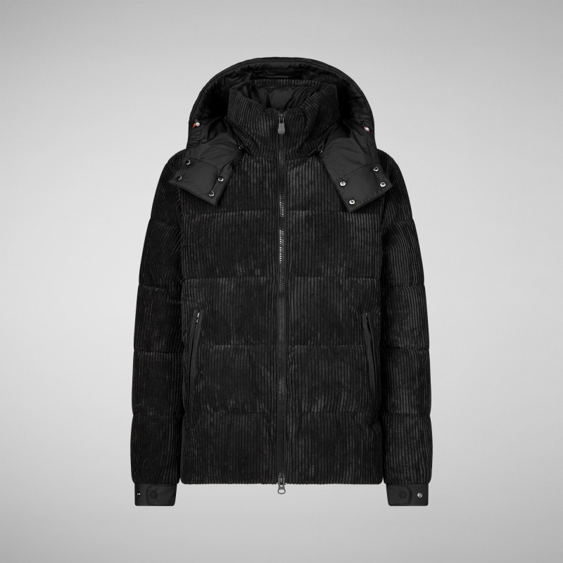 Save The Duck Albus Jacket with Detachable Hood Negras | JGMFL1406