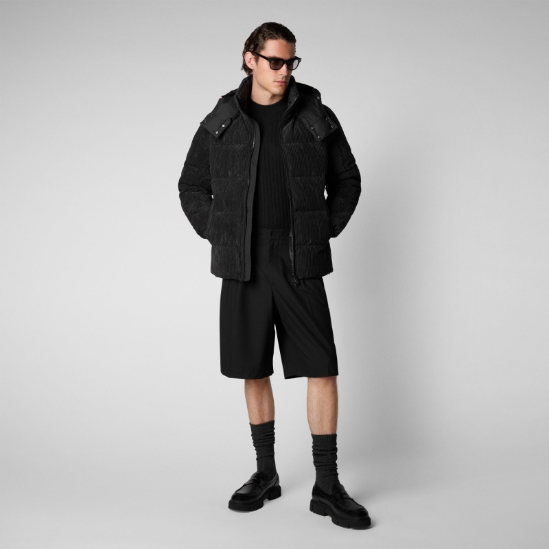 Save The Duck Albus Jacket with Detachable Hood Negras | JGMFL1406