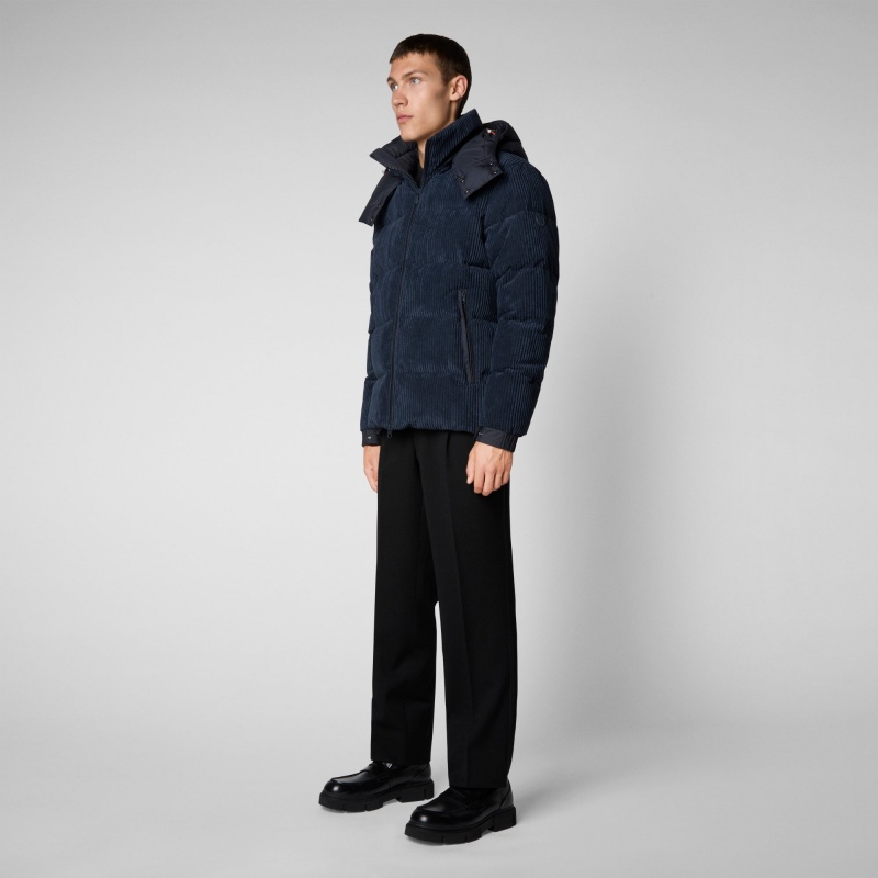 Save The Duck Albus Jacket with Detachable Hood Azules Negras | CZYKB9074
