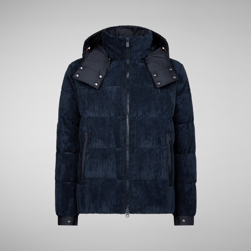 Save The Duck Albus Jacket with Detachable Hood Azules Negras | CZYKB9074