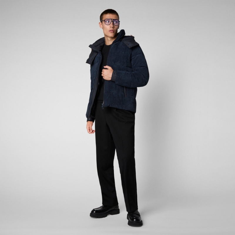 Save The Duck Albus Jacket with Detachable Hood Azules Negras | CZYKB9074