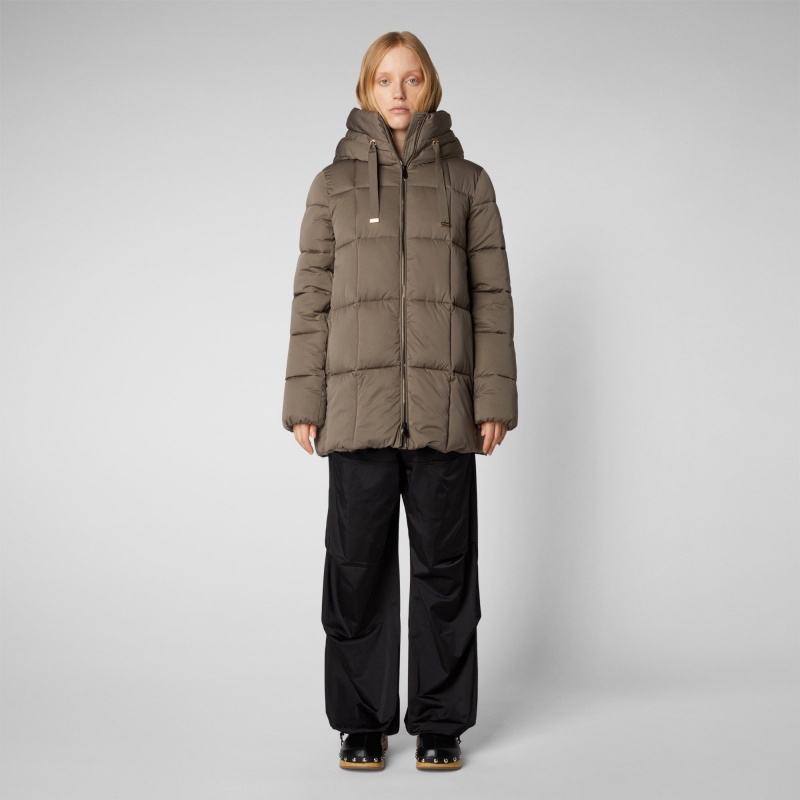 Save The Duck Alena Encapuchado Puffer Coat Gris | IXYLC8931