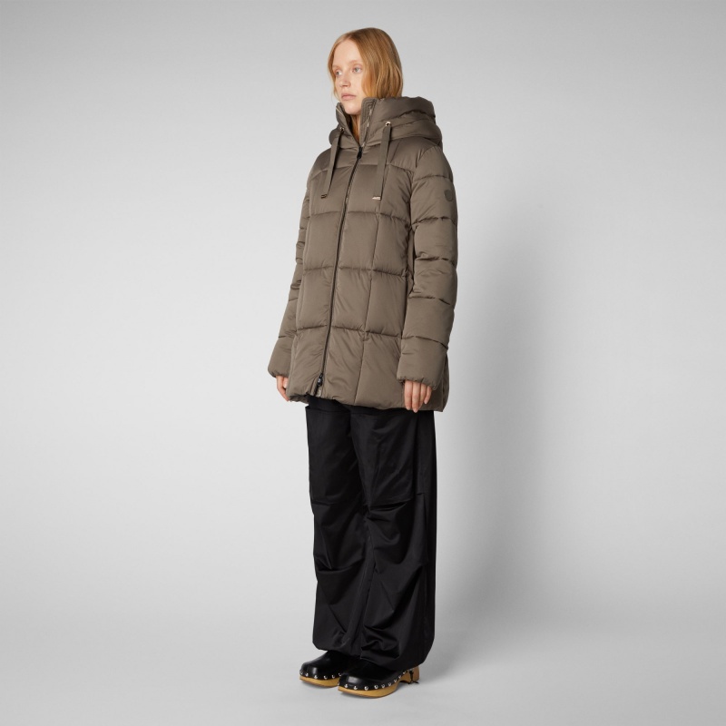 Save The Duck Alena Encapuchado Puffer Coat Gris | IXYLC8931