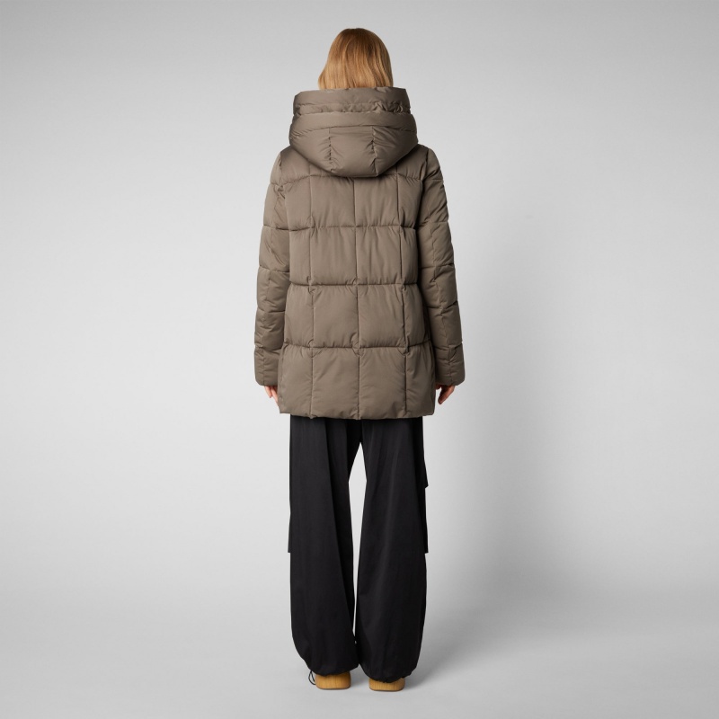 Save The Duck Alena Encapuchado Puffer Coat Gris | IXYLC8931