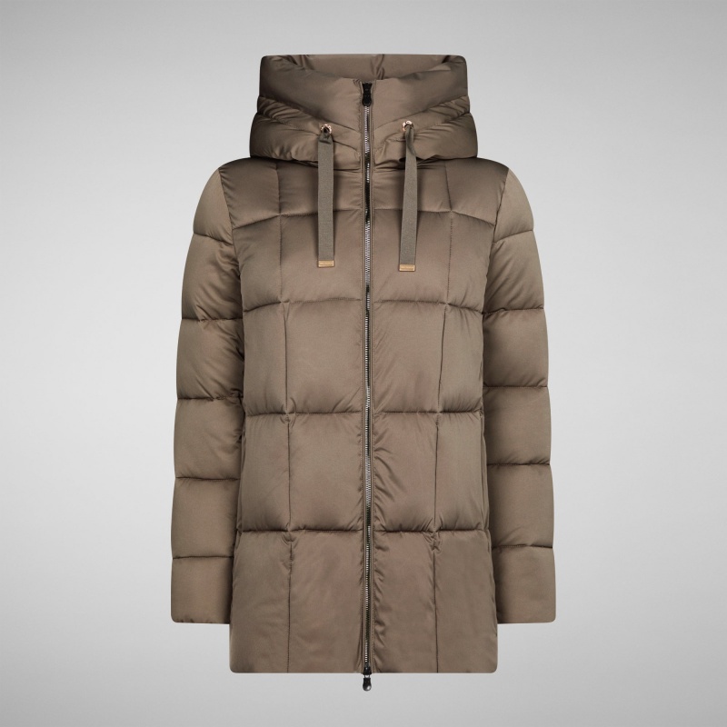 Save The Duck Alena Encapuchado Puffer Coat Gris | IXYLC8931