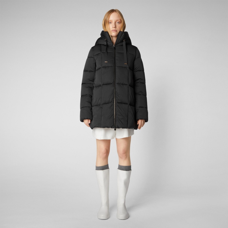 Save The Duck Alena Encapuchado Puffer Coat Negras | ZLRSE1708