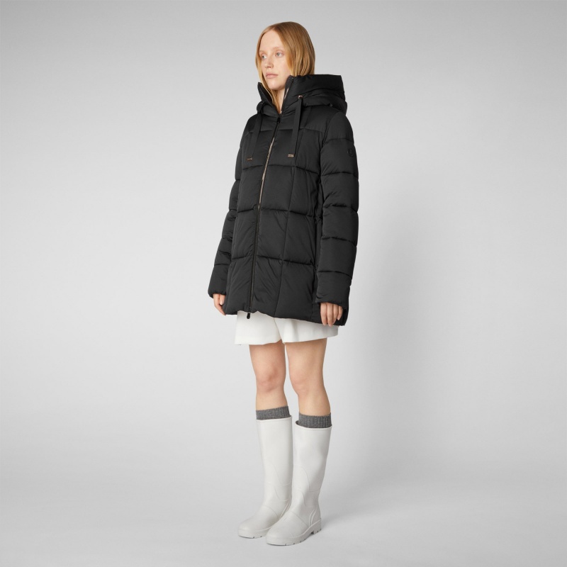 Save The Duck Alena Encapuchado Puffer Coat Negras | ZLRSE1708