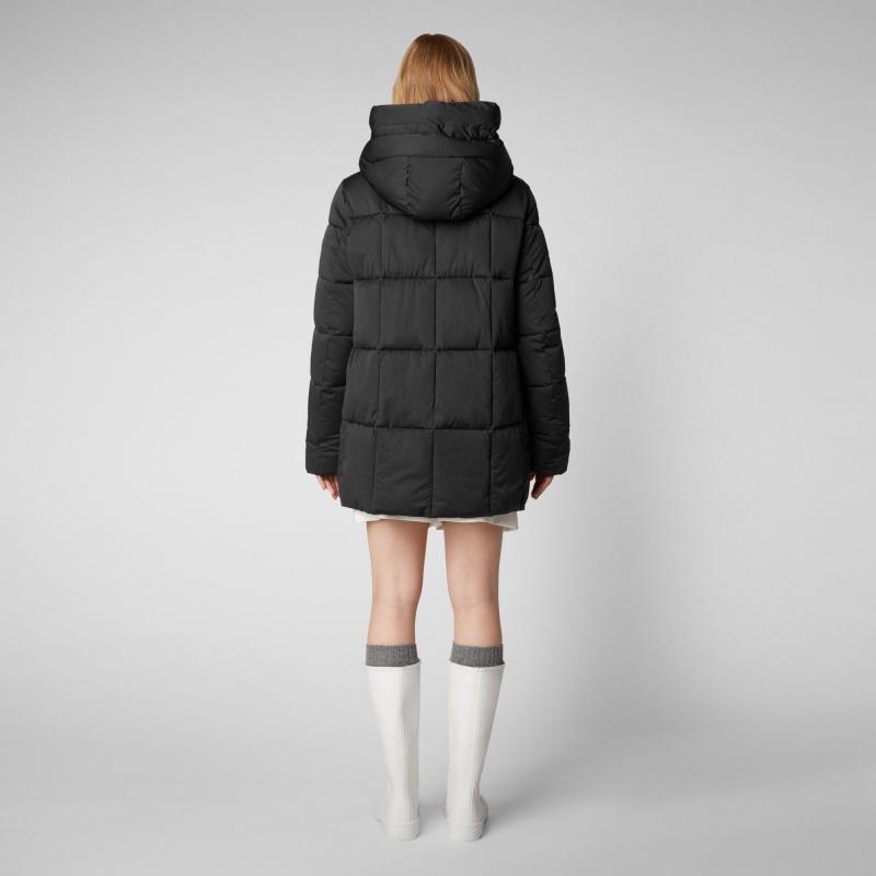 Save The Duck Alena Encapuchado Puffer Coat Negras | ZLRSE1708