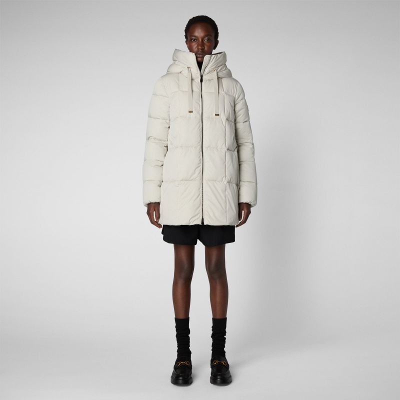 Save The Duck Alena Encapuchado Puffer Coat Beige | IYRQA3712