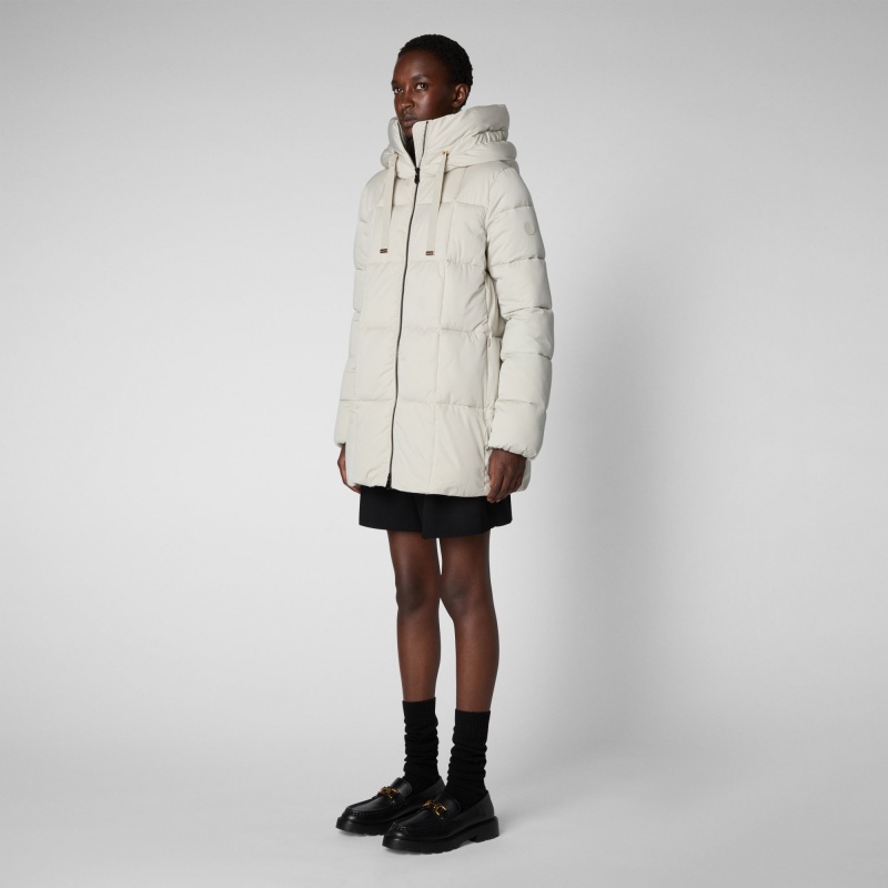 Save The Duck Alena Encapuchado Puffer Coat Beige | IYRQA3712