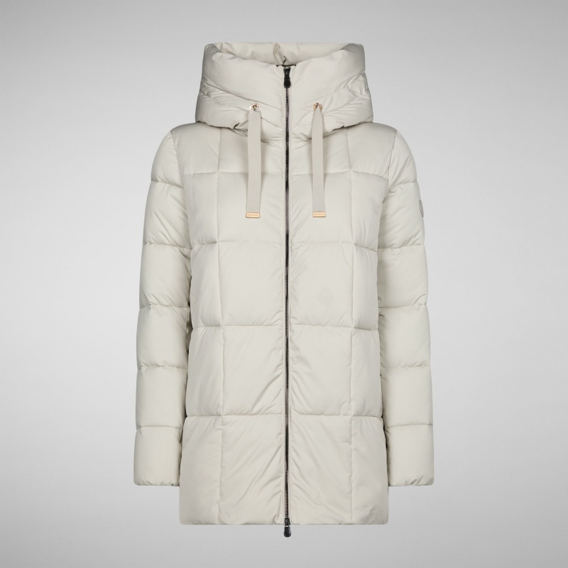 Save The Duck Alena Encapuchado Puffer Coat Beige | IYRQA3712