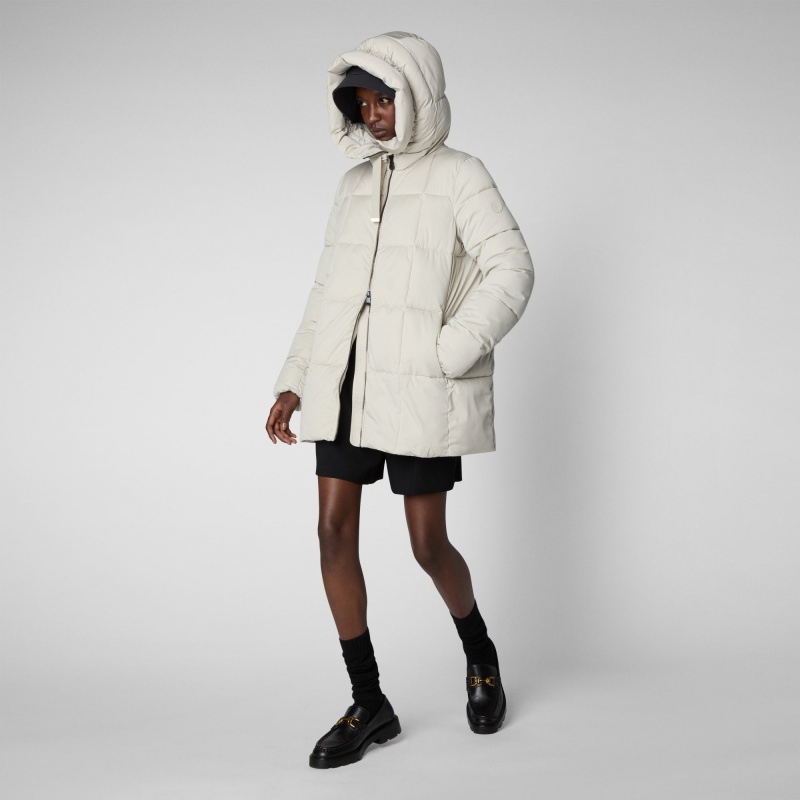 Save The Duck Alena Encapuchado Puffer Coat Beige | IYRQA3712