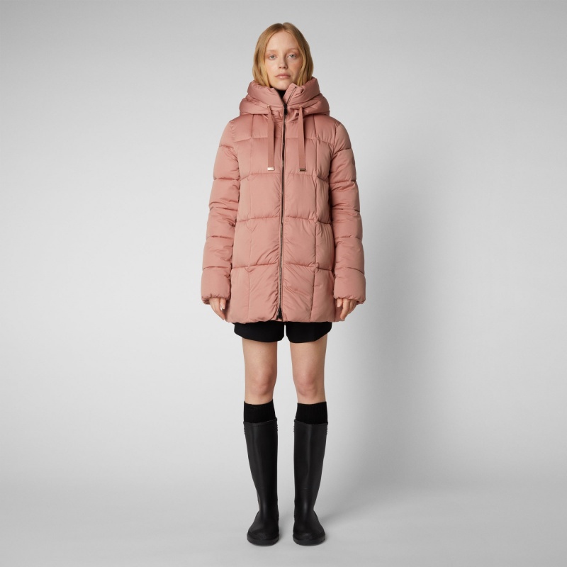 Save The Duck Alena Encapuchado Puffer Coat Rosas | EBLIX6510