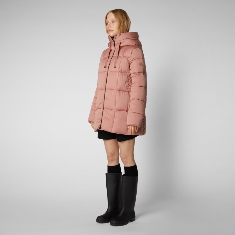 Save The Duck Alena Encapuchado Puffer Coat Rosas | EBLIX6510