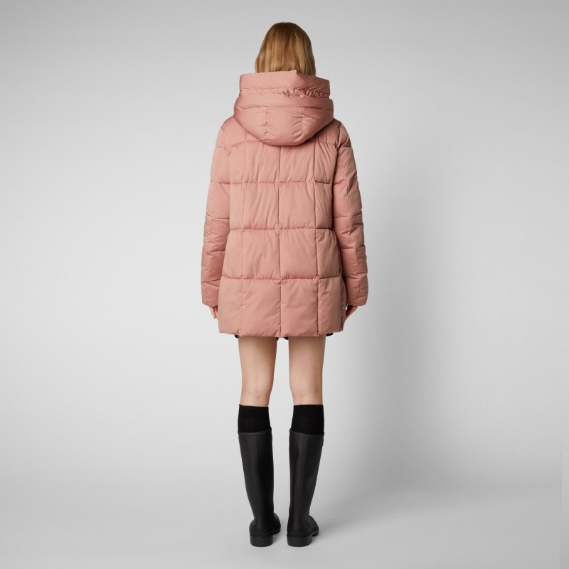 Save The Duck Alena Encapuchado Puffer Coat Rosas | EBLIX6510