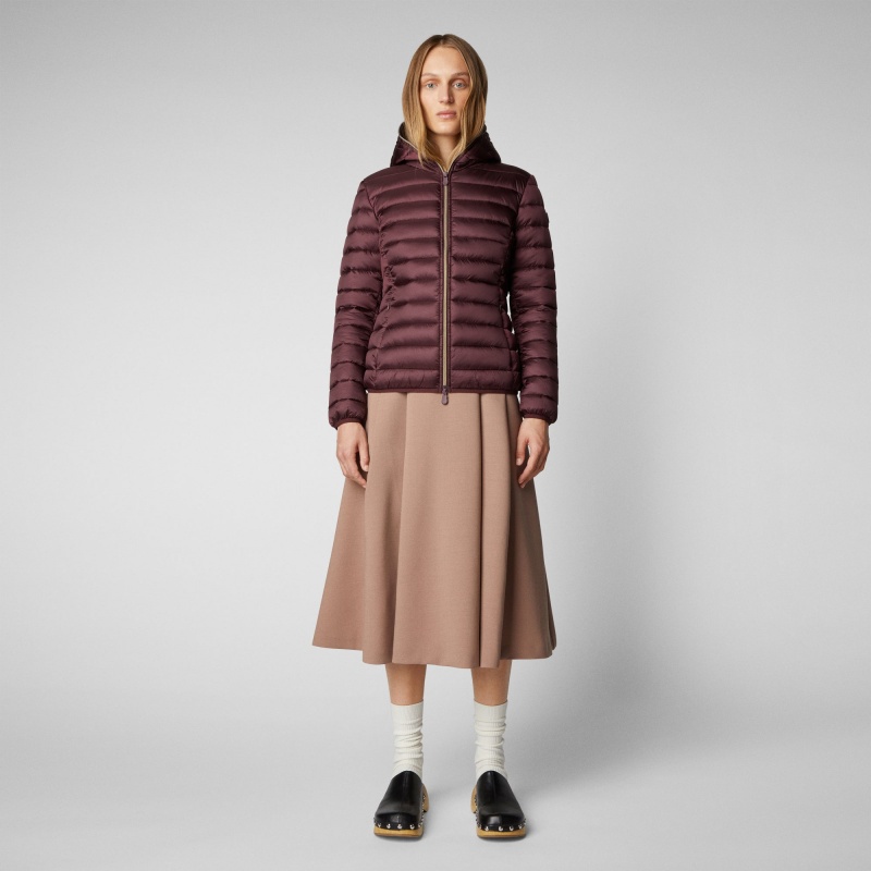 Save The Duck Alexis Encapuchado Puffer Jacket Burdeos Negras | LEBRN3807