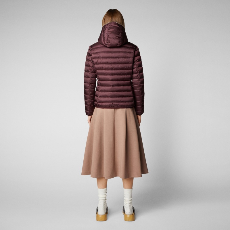 Save The Duck Alexis Encapuchado Puffer Jacket Burdeos Negras | LEBRN3807
