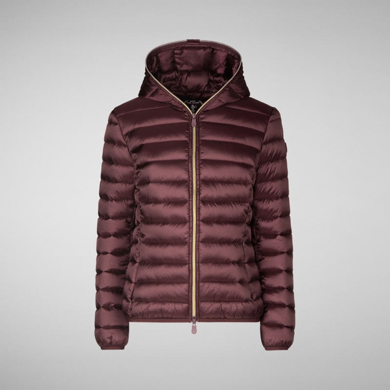 Save The Duck Alexis Encapuchado Puffer Jacket Burdeos Negras | LEBRN3807