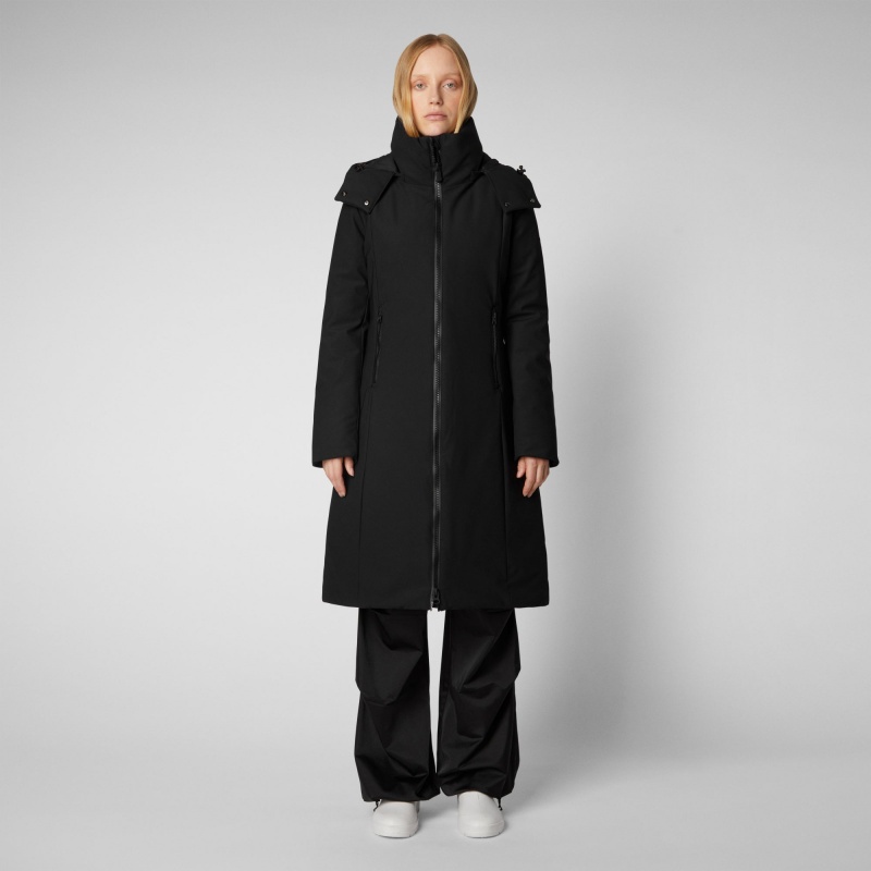 Save The Duck Alkinia Coat with Detachable Hood Negras | HYXAW3019