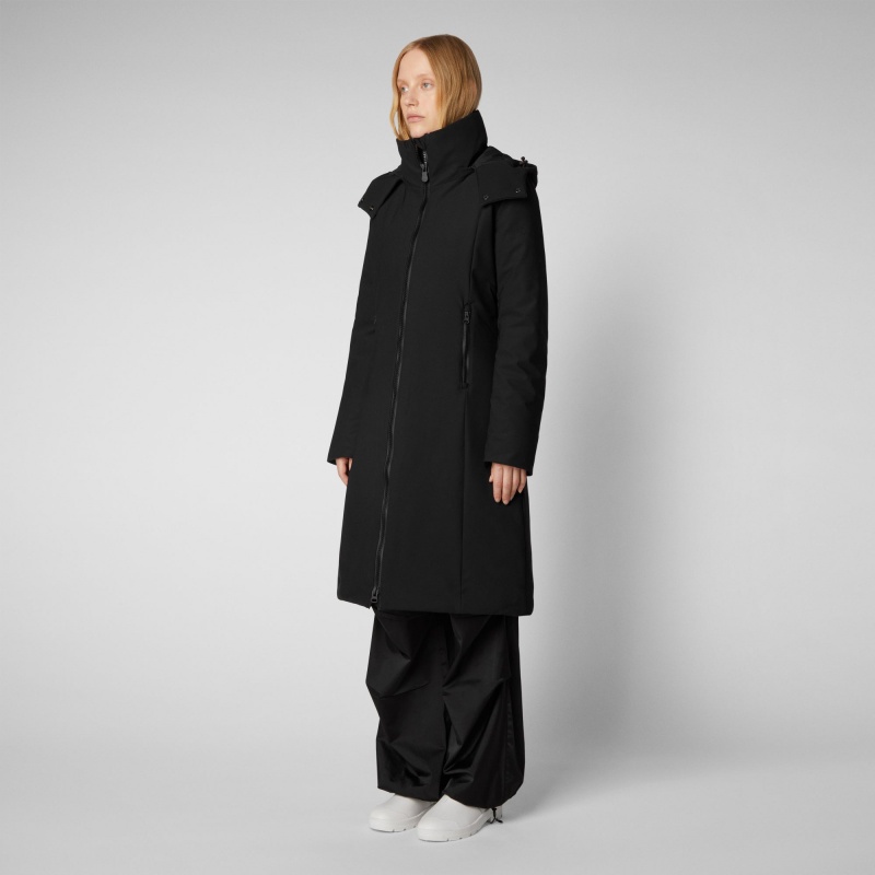 Save The Duck Alkinia Coat with Detachable Hood Negras | HYXAW3019