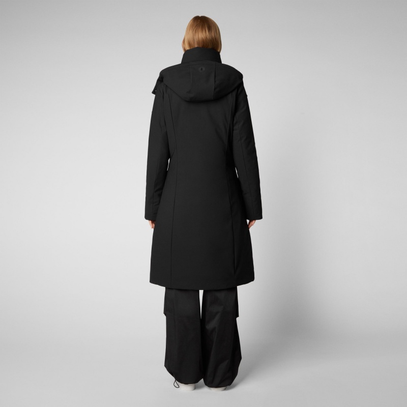 Save The Duck Alkinia Coat with Detachable Hood Negras | HYXAW3019