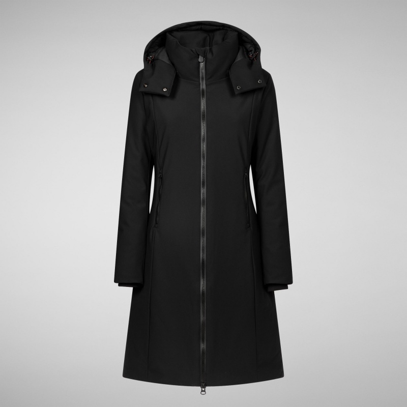 Save The Duck Alkinia Coat with Detachable Hood Negras | HYXAW3019
