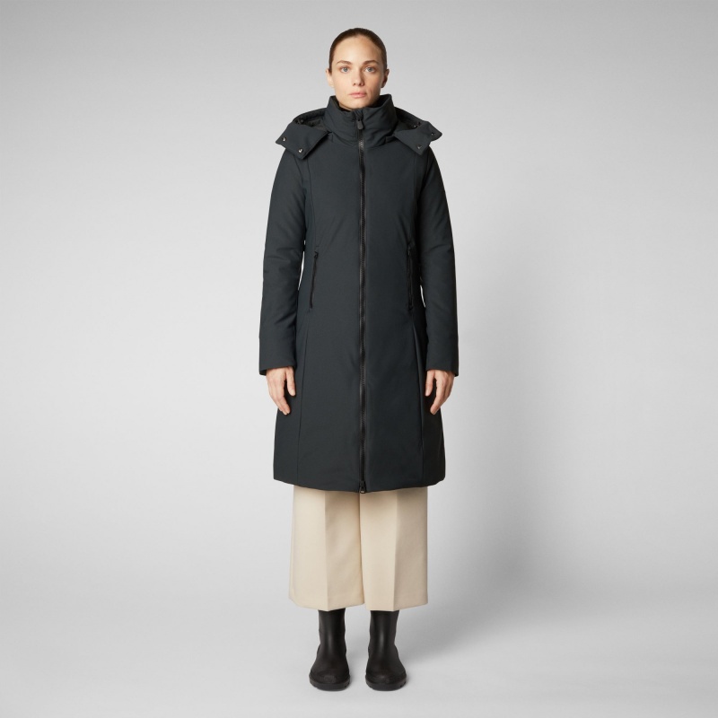 Save The Duck Alkinia Coat with Detachable Hood Verde Negras | RZTAP4056