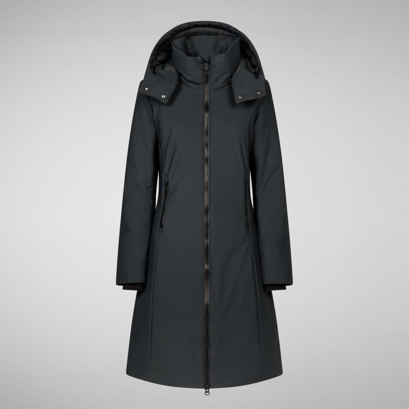 Save The Duck Alkinia Coat with Detachable Hood Verde Negras | RZTAP4056