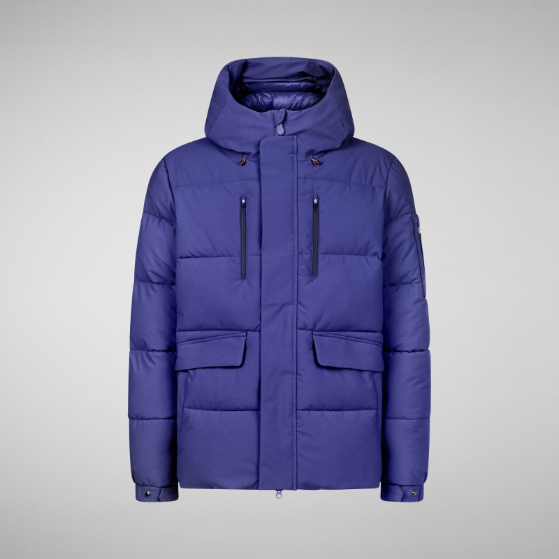 Save The Duck Alter Encapuchado Acolchado Parka Azules | OTSRN1249