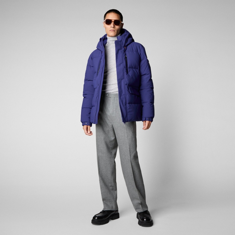 Save The Duck Alter Encapuchado Acolchado Parka Azules | OTSRN1249