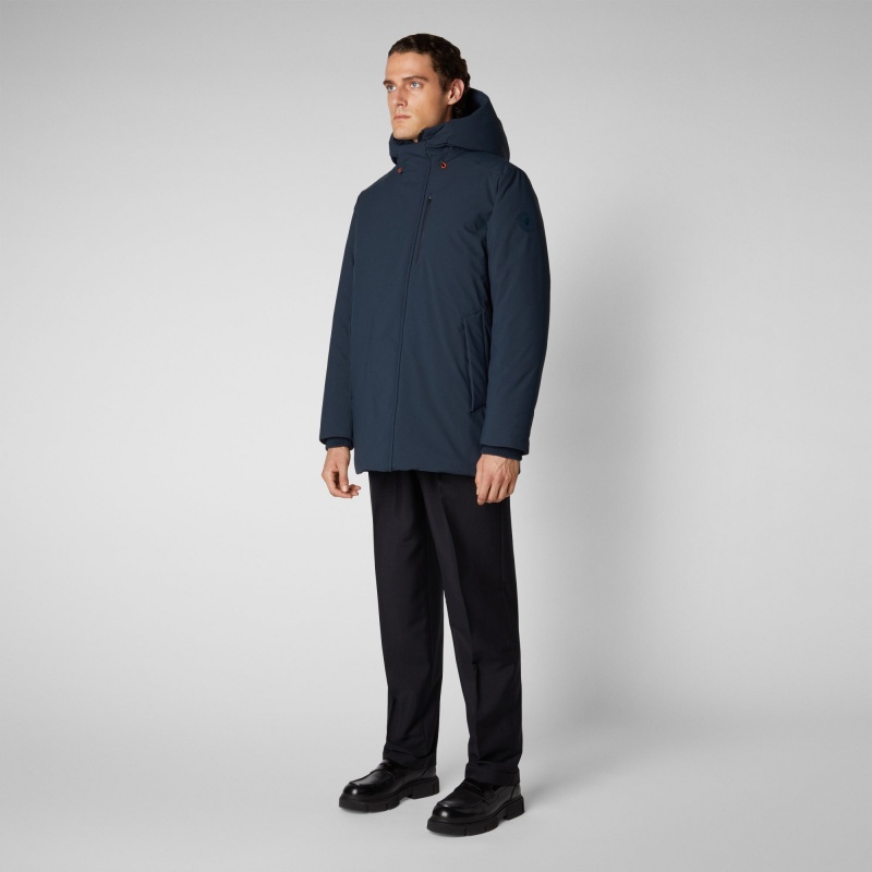 Save The Duck Antoine Encapuchado Parka Azules Negras | JYDCH8517