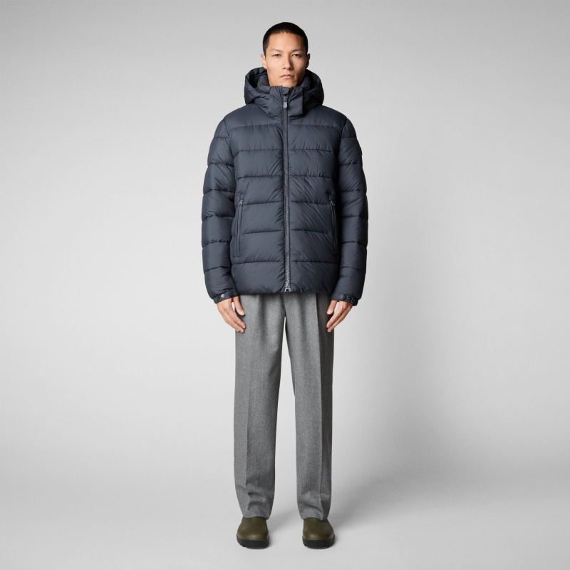 Save The Duck Boris Encapuchado Puffer Jacket Gris Negras | XUIVT2470