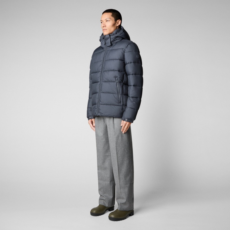 Save The Duck Boris Encapuchado Puffer Jacket Gris Negras | XUIVT2470