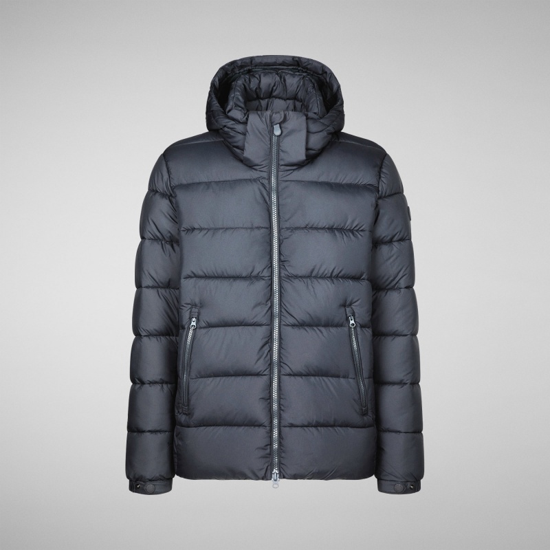 Save The Duck Boris Encapuchado Puffer Jacket Gris Negras | XUIVT2470