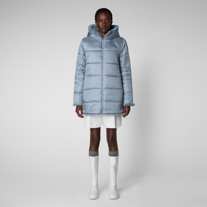 Save The Duck Bridget Faux Fur Reversible Encapuchado Coat Azules | NOJMB3867