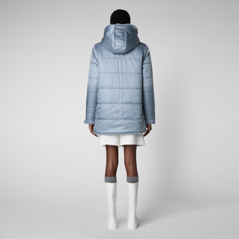 Save The Duck Bridget Faux Fur Reversible Encapuchado Coat Azules | NOJMB3867