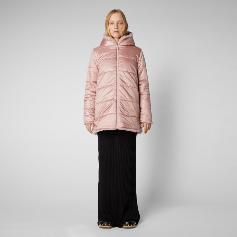 Save The Duck Bridget Faux Fur Reversible Encapuchado Coat Rosas | LQNIB7513