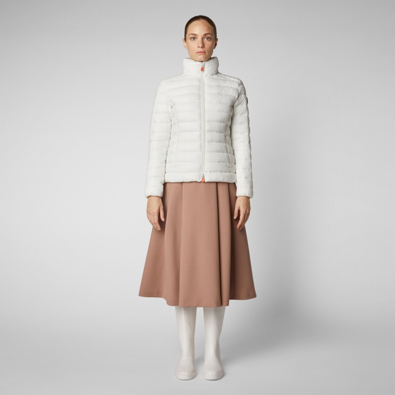 Save The Duck Camilla Puffer Jacket with Faux Fur Lining Blancas | PIHAZ2367