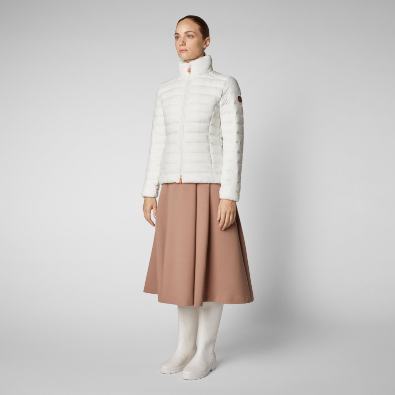 Save The Duck Camilla Puffer Jacket with Faux Fur Lining Blancas | PIHAZ2367
