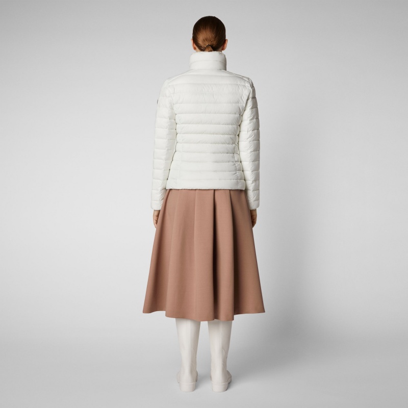 Save The Duck Camilla Puffer Jacket with Faux Fur Lining Blancas | PIHAZ2367
