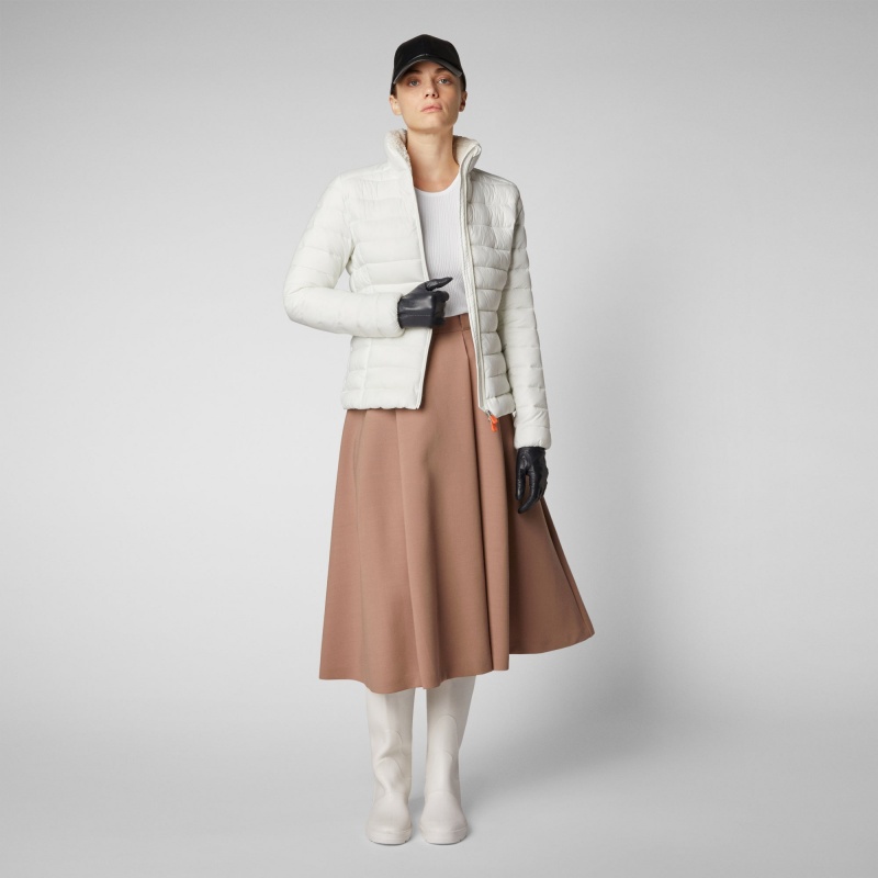 Save The Duck Camilla Puffer Jacket with Faux Fur Lining Blancas | PIHAZ2367